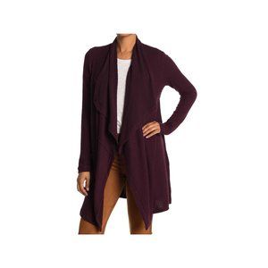 H by Bordeaux Mix Rib Waterfall Cardigan NEW